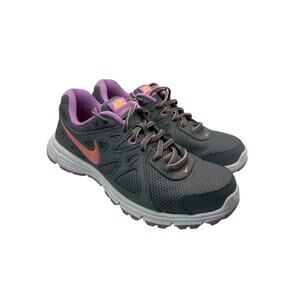 Nike Revolution Running Shoes Womens 7 Gray Purple Athletic Sneakers 554900